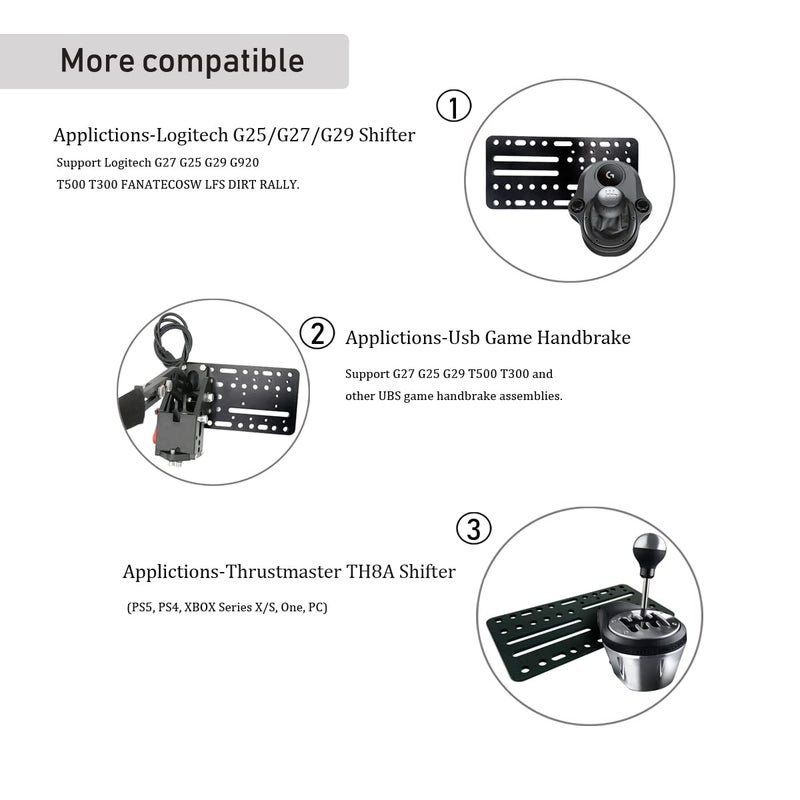 Neyyuse Universal Desk/Chair Mount Bracket Plate for USB Handbrake, SIM Racing Compatible with Logitech Driving Force Shifter, Thrustmaster TH8A Shifter & SIM Racing Games - Image 3